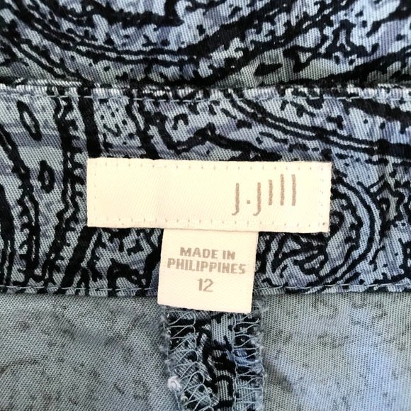 J. Jill Cropped Pants 12 Blue Straight Leg Cotton Blend Casual Front Zip… - Picture 11 of 12